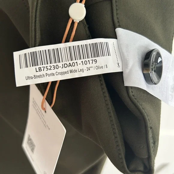 Quince Ultra Stretch Ponte Cropped Wide Leg 24” Olive Pants SZ 8 NWT - Picture 8 of 8